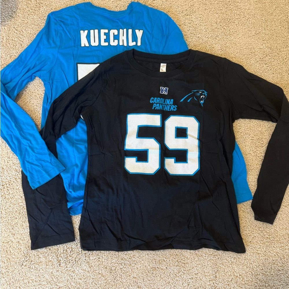 Carolina Panthers Women's Long Sleeve Shirt - Blue and Black